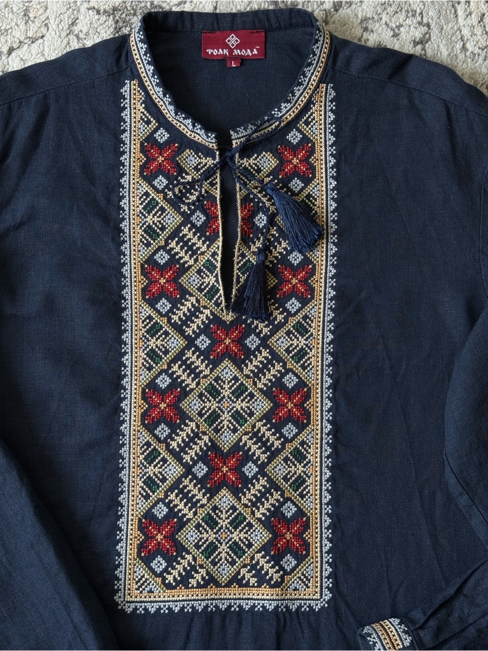 Men’s embroidered shirt (vyshyvanka), 100% linen